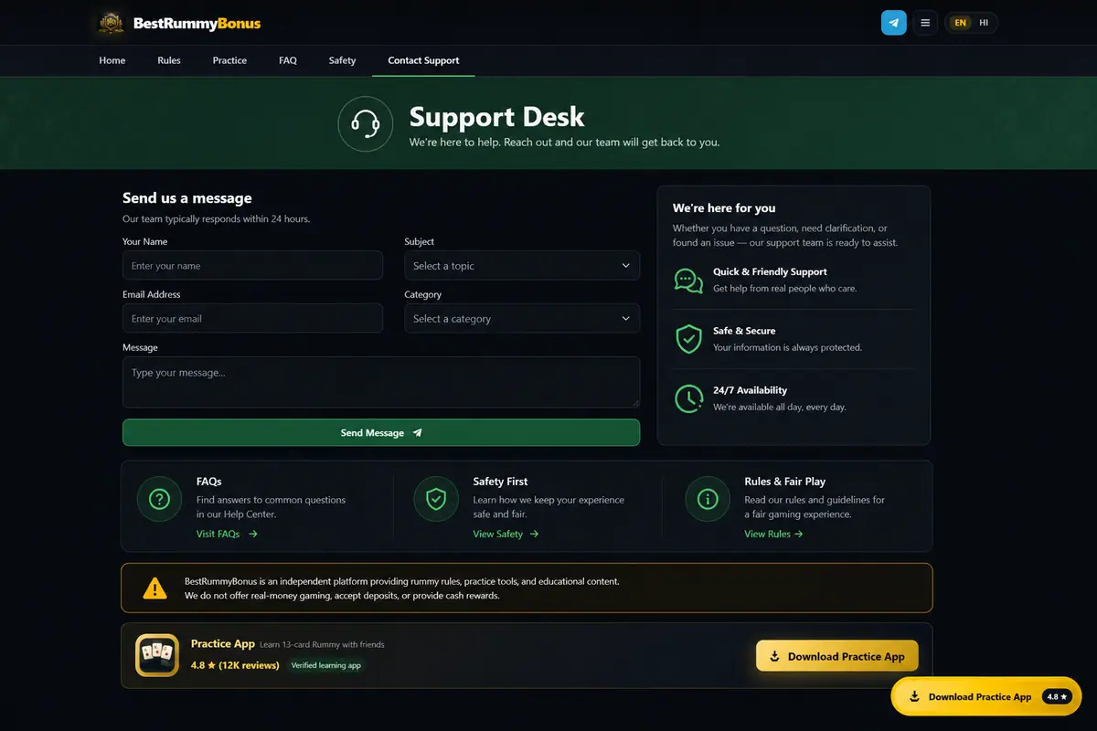 BestRummyBonus mobile OTP troubleshooting desk with SIM DND and resend notes