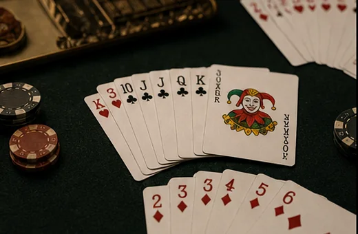 Close rummy hand view with joker and discard context for Indian Rummy Rules Blog — Articles & Guides